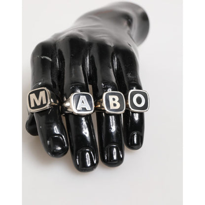 Dolce & Gabbana Silver Tone Brass Lettering Set 5 Pieces Adjustable Ring