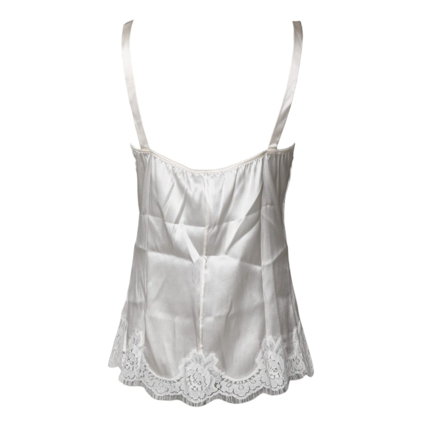 Dolce & Gabbana Top White Satin Lace Tank Lingerie Underwear