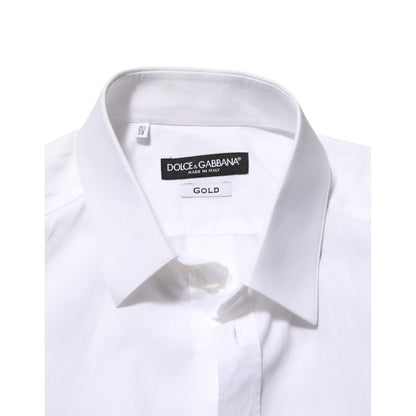 Dolce & Gabbana White Cotton GOLD DGPatch Formal Dress Shirt