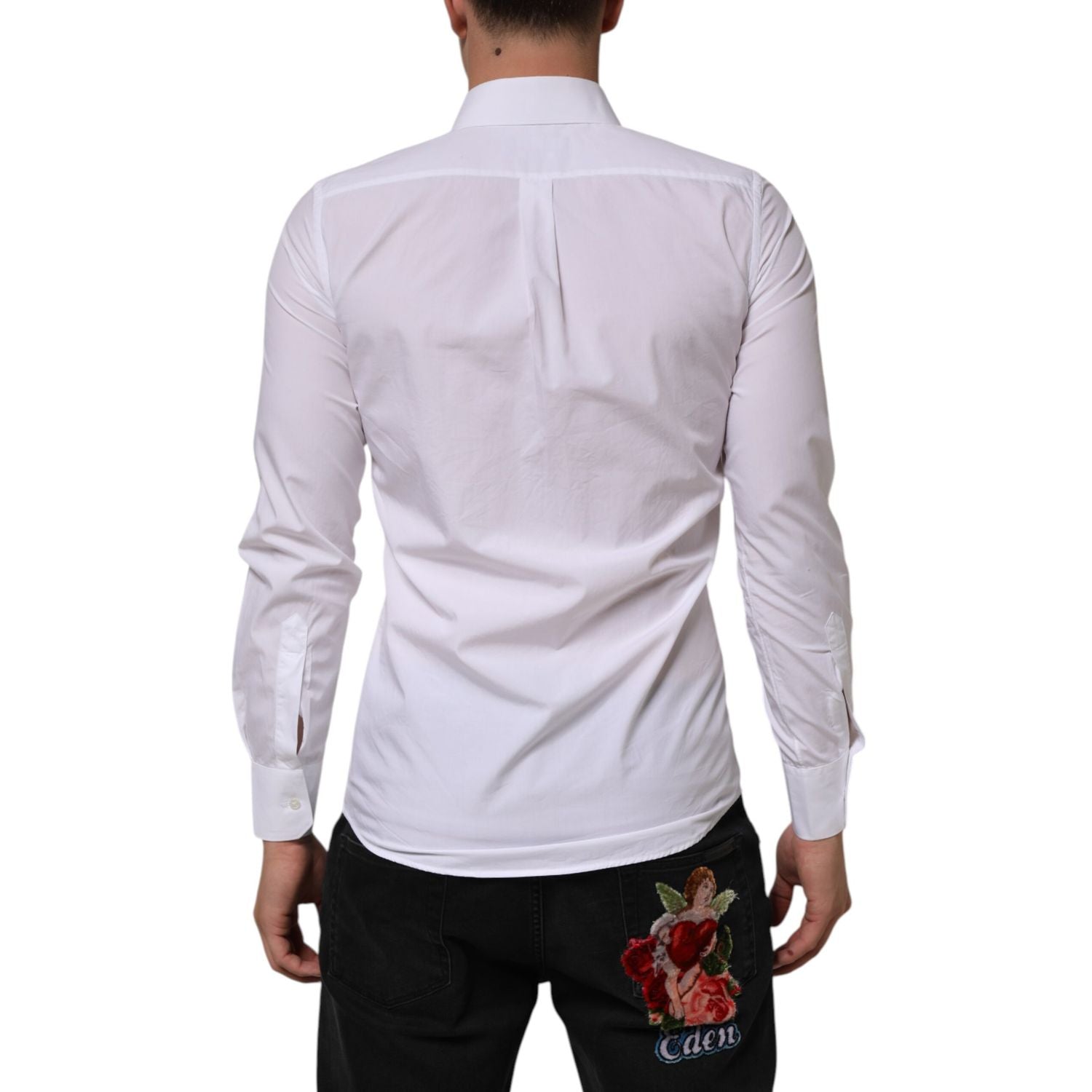 Dolce & Gabbana White Cotton MARTINI Long Sleeve Dress Shirt
