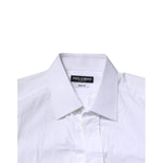 Dolce & Gabbana White GOLD Cotton Men Dress Formal Shirt, featuring classic neck, button closure, slim fit, made in Italy