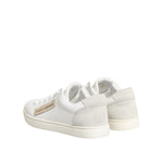 Dolce & Gabbana White Gray Leather Low Top Sneakers Shoes