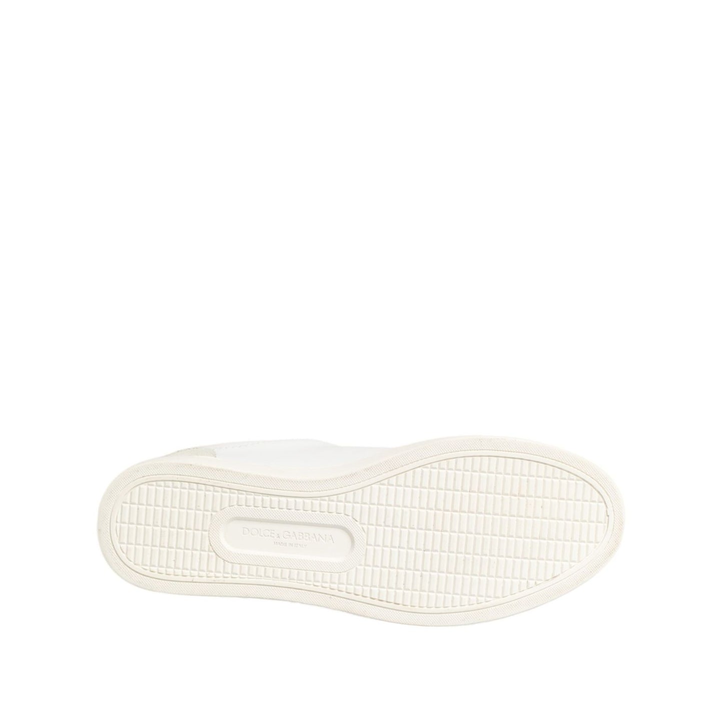 Dolce & Gabbana White Gray Leather Low Top Sneakers Shoes