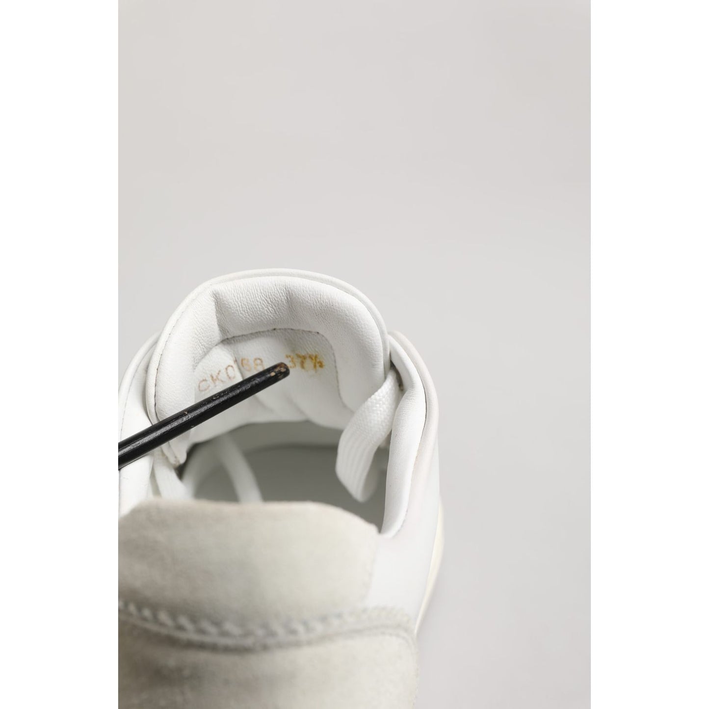 Dolce & Gabbana White Gray Leather Low Top Sneakers Shoes