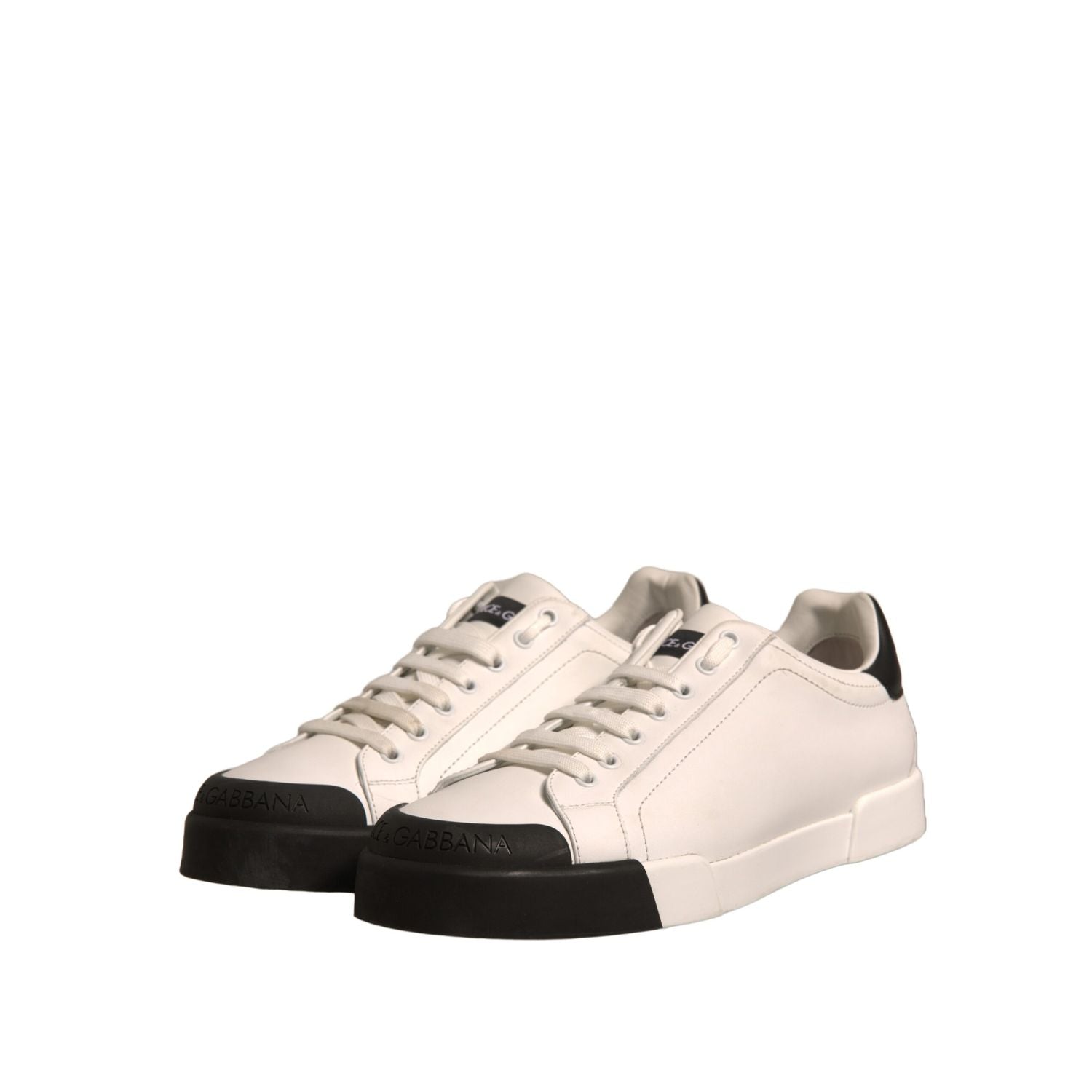Dolce & Gabbana White Leather Logo Portofino Sneakers Shoes