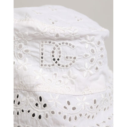 Dolce & Gabbana White Nylon Cut Out Bucket Logo Capello Hat