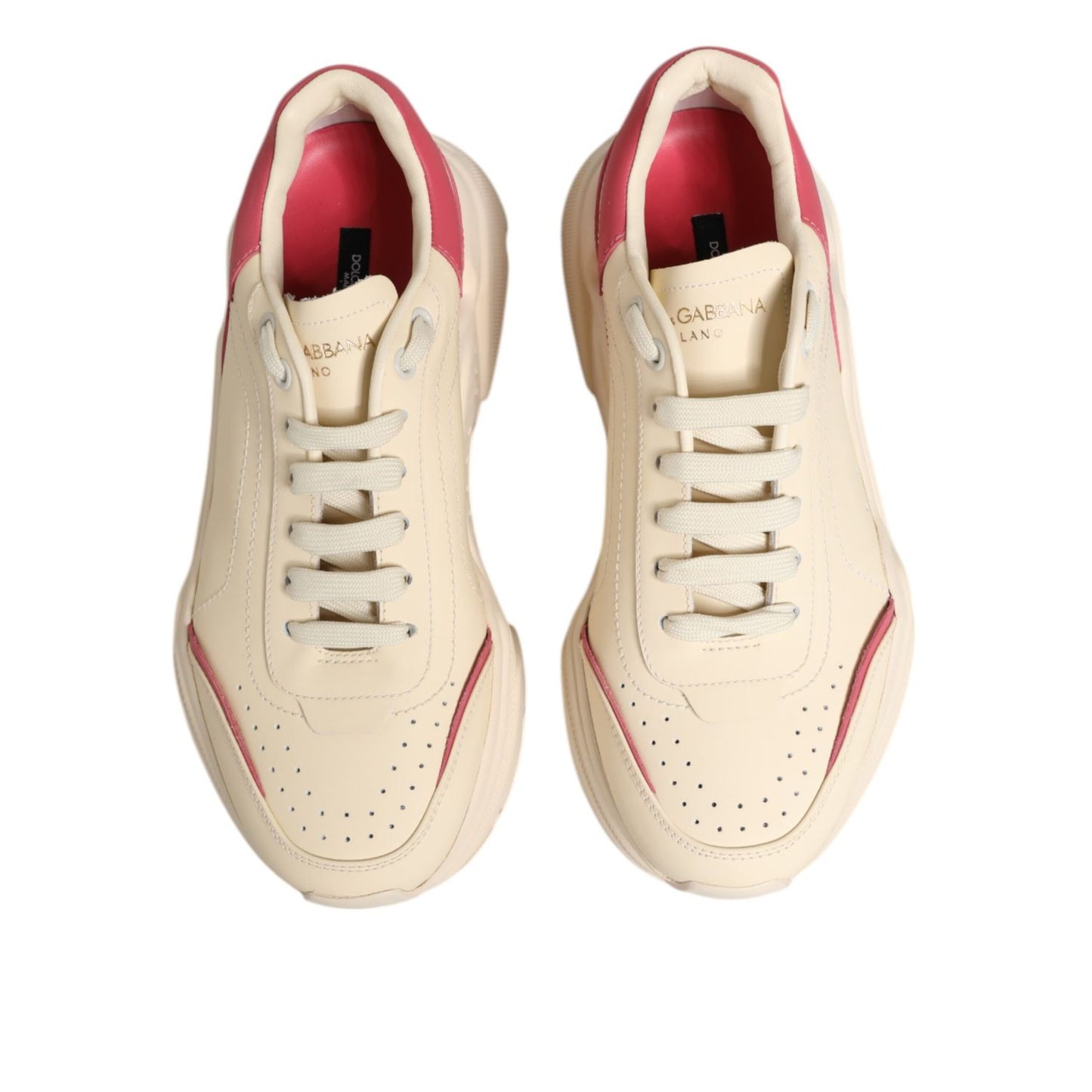 Dolce & Gabbana White Pink Leather Daymaster Sneakers Shoes
