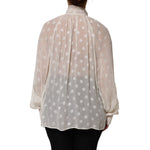 Dolce & Gabbana White Polka Sheer Silk Bow Tie Shirt Blouse Top viewed from the back
