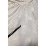Dolce & Gabbana White Polka Sheer Silk Bow Tie Shirt Blouse Top fabric texture with white polka dots pattern
