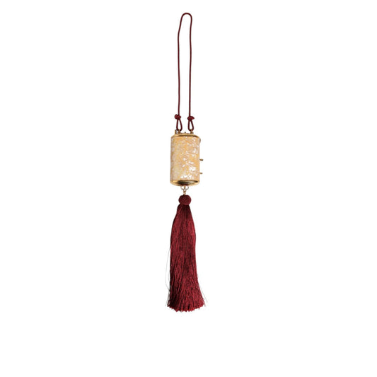 Dolce & Gabbana White Resin Gold Metal Crossbody Mini Purse Pendant Bag with red tassel
