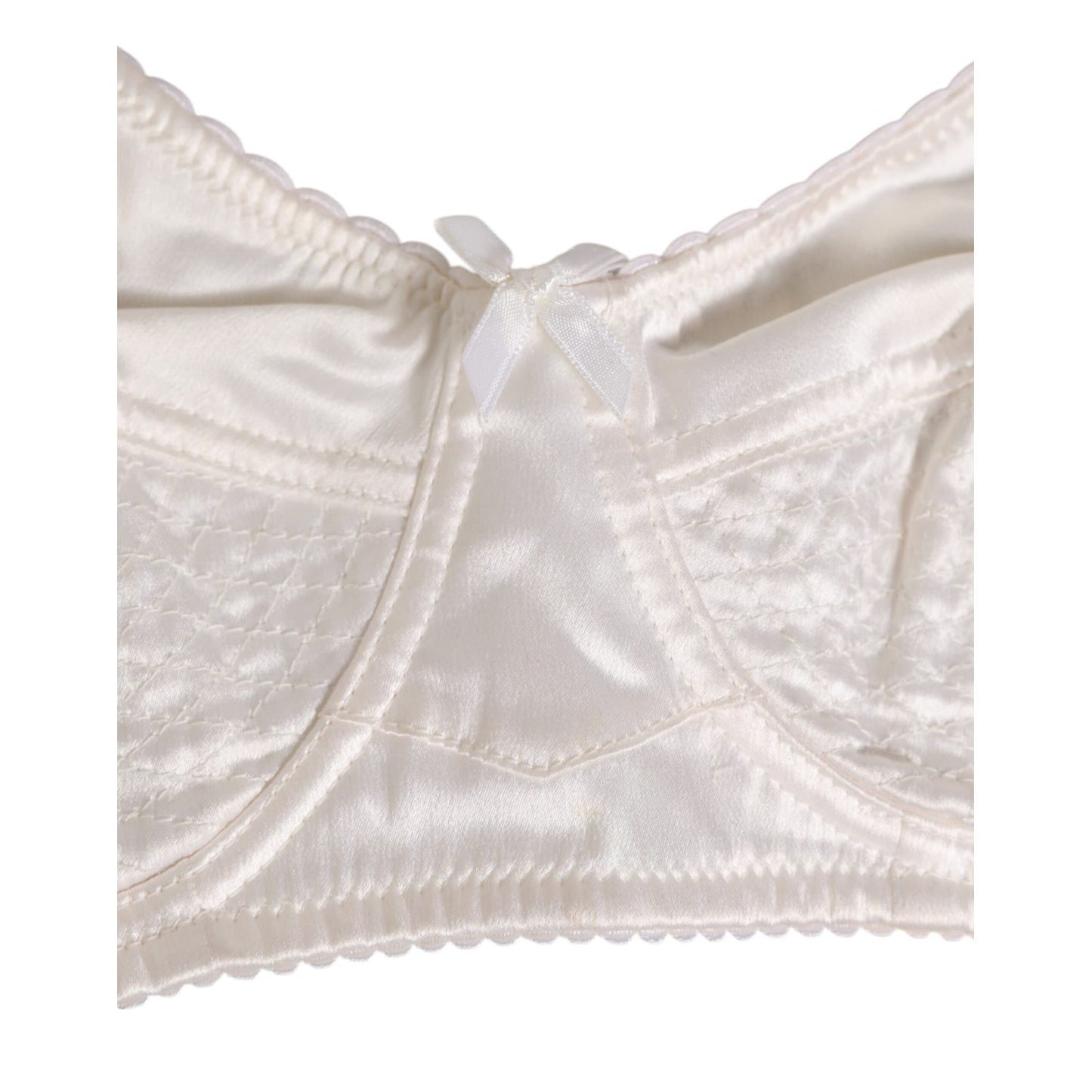 Dolce & Gabbana White Silk Satin Soft Cup Lingerie Bra Underwear