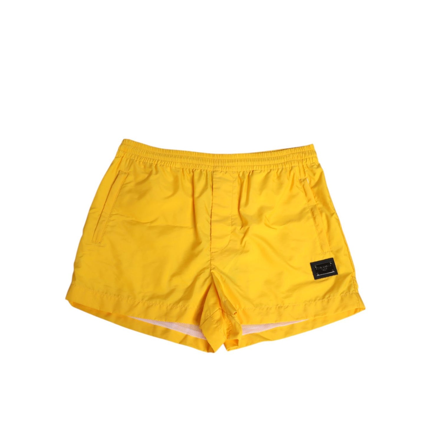 Dolce & Gabbana Yellow Nylon Logo Plaque Boxer Shorts Swimwear