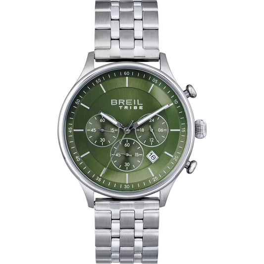 BREIL TRIBE Mod. EW0641 quartz analog gent's chronograph watch with green dial, 42mm case, in an official box, water resistant to 5 ATM