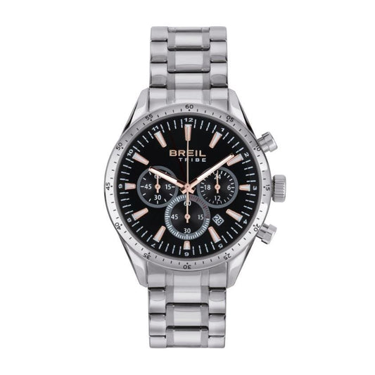 BREIL Mod. EW0657 gent's quartz analog watch with silver bracelet, 42mm mineral dial, 5 ATM water resistance, in official box.