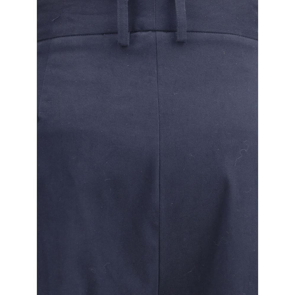 Close-up of Ella Blue Cotton Casual Pants featuring wide leg, front pleats, and belt loops for a refined and versatile style.