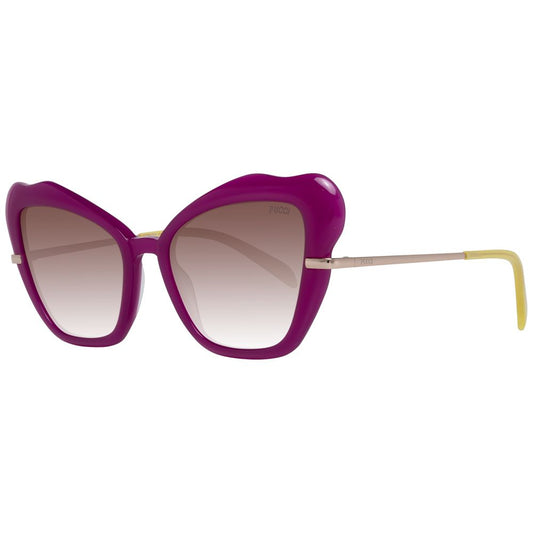 Emilio Pucci Purple Women Sunglass with butterfly style and 100% UV protection, featuring brown gradient lenses and plastic frame.