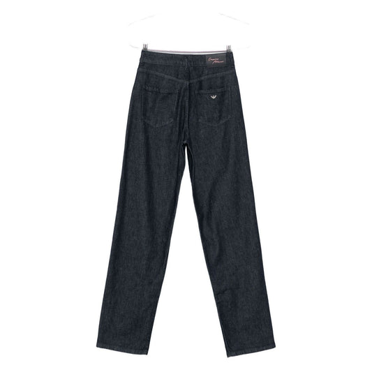 Emporio Armani Jeans Blue classic straight-leg denim with embroidered logo, five pockets, button fastening, and zip fly.