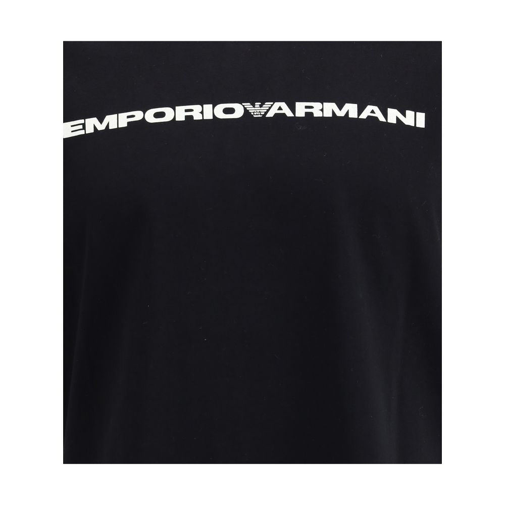 Close-up of Emporio Armani Multicolor Cotton T-Shirt with ribbed crew neck and logo detail, versatile for any occasion.