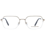 Ermenegildo Zegna Silver Men Glasses Frame, rectangle half-rim metal design, demo lenses, branded case included.