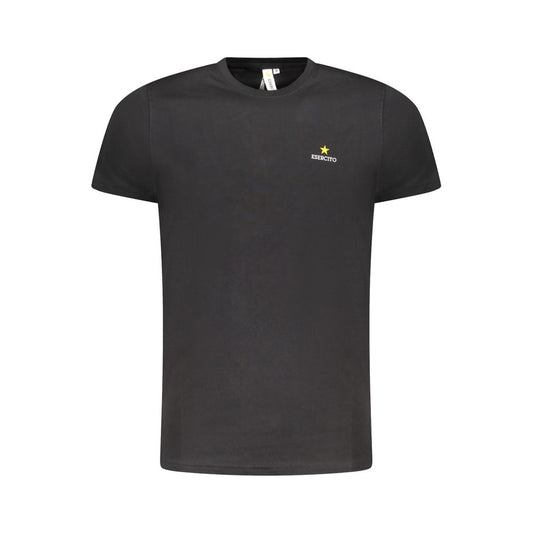 Esercito 1659 Black Cotton T-Shirt with short sleeves, crew neck, and logo print, ideal for aviation enthusiasts.