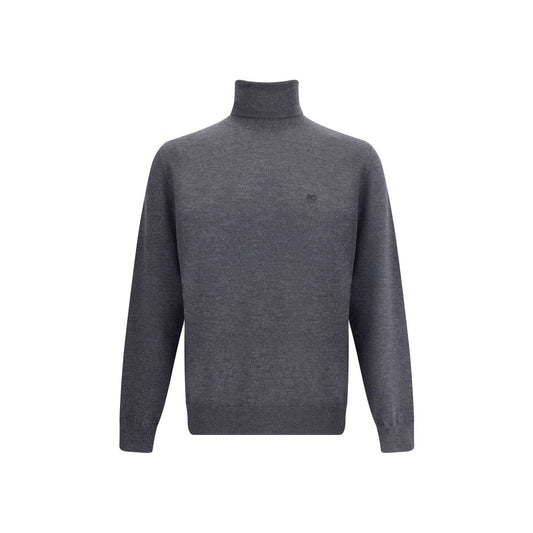 Etro Turtleneck Sweater, wool design with ribbed neck, cuffs, and hem, featuring embroidered Pegasus logo, in sleek contemporary style.