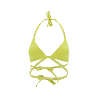 Exilia Yellow Polyamide Bikini Noosa Top with triangle design and braided laces, SS24 season, 100% polyamide, stylish summer swimwear.