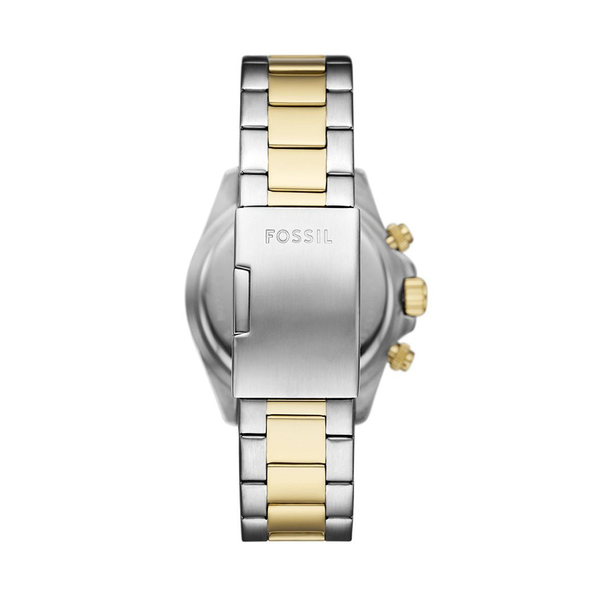 Back view of FOSSIL WATCHES Mod. FS6126 with stainless steel and gold tone bracelet.