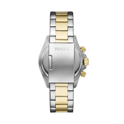 Back view of FOSSIL WATCHES Mod. FS6126 with stainless steel and gold tone bracelet.