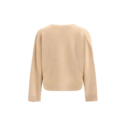 Fabiana Filippi Beige Cashmere Cashmere Sweater back view with ribbed hem, showcasing classic elegance and comfort.