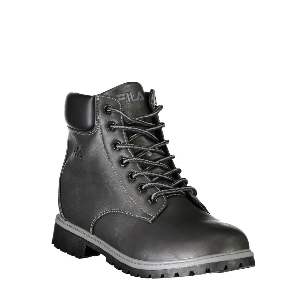 Fila Black Polyester Men Boot with bold details and iconic logo, perfect for style and comfort.
