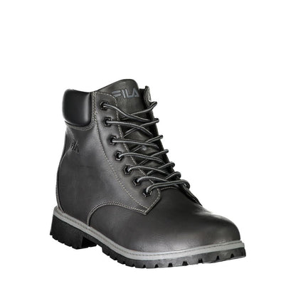 Fila Black Polyester Men Boot with bold details and iconic logo, perfect for style and comfort.