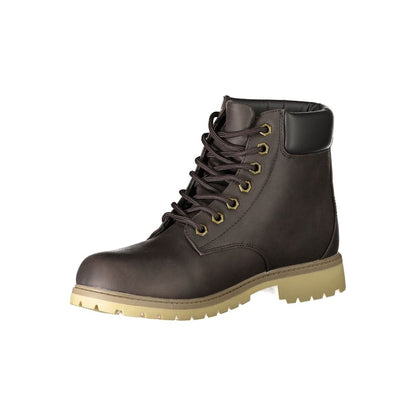 Fila Brown Polyester Men Boot with rugged design and bold logo on side view