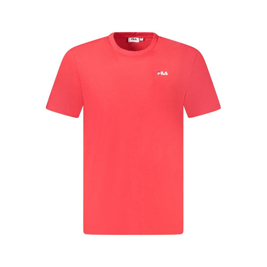 Fila Red Cotton T-Shirt with short sleeves, regular fit crew neck, featuring logo print, made from organic cotton.