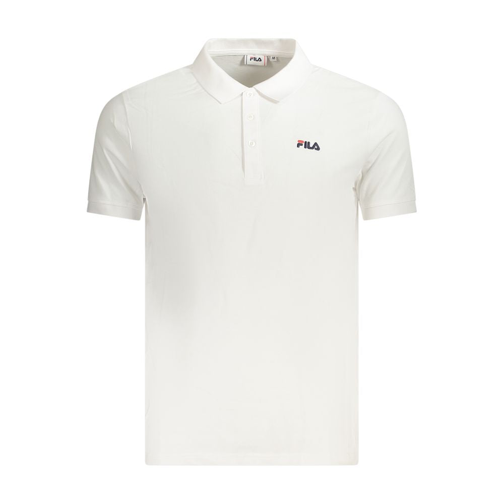 Fila White Cotton Men Polo Shirt with iconic embroidery and 3-button placket, perfect for casual style and comfort.