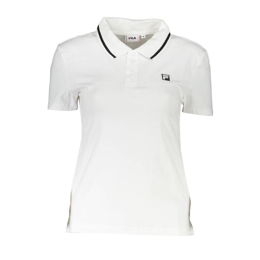 Fila White Cotton Womens Polo Shirt with classic design and iconic logo, perfect for sporty chic fashion.