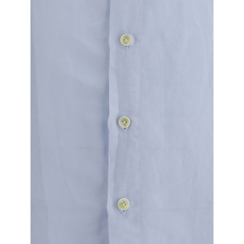 Finamore Light Blue Linen Dress Shirt