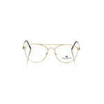 Frankie Morello Gold Metallic Unisex Frame Eyeglasses with aviator style and matte gold rods.