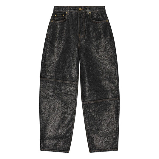 GANNI Jeans Black - Organic cotton denim with front button fastening and classic five pockets.