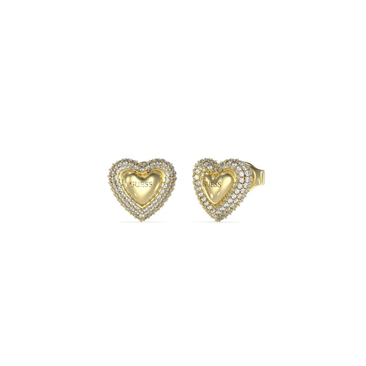 GUESS JEWELS JEWELRY Mod. JUBE05020JWYGT-U heart-shaped gold earrings with crystals