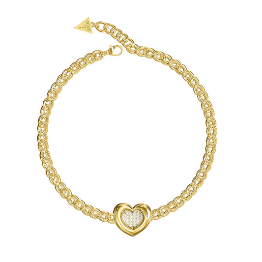 GUESS JEWELS JEWELRY Mod. JUBN05455JWYGT-U heart-shaped gold chain bracelet