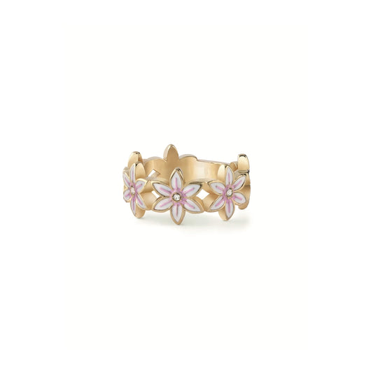 GUESS JEWELS JEWELRY Mod. JUBR04132JWYGWH52 floral ring with pink and white flower designs