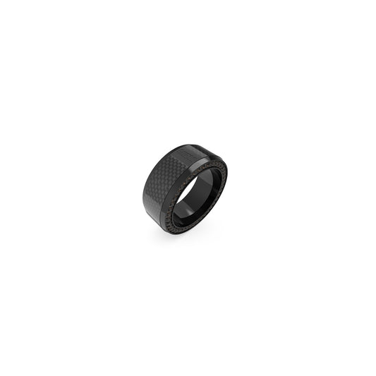 GUESS JEWELS JEWELRY Mod. JUMR04041JWBK62 black ring with textured design