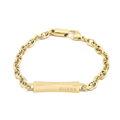 GUESS JEWELS JEWELRY Mod. JUXB03000JWYGS gold chain bracelet with engraved plaque.