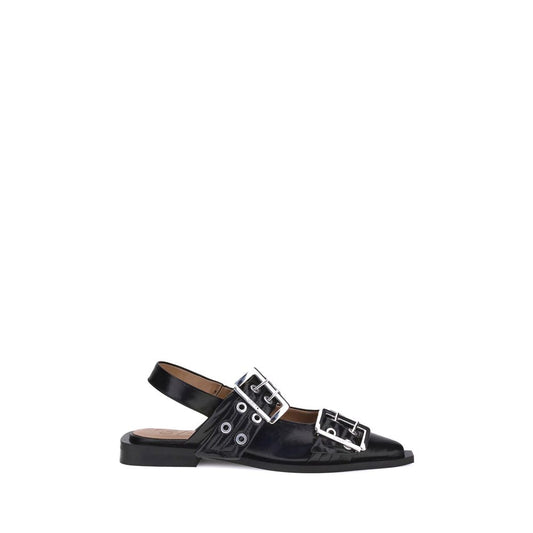 Ganni Black Recycled Polyester Ballet Flats