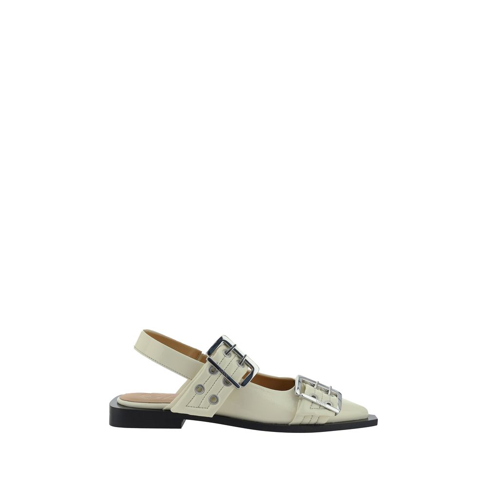 Ganni White Polyethylene Ballet Flats