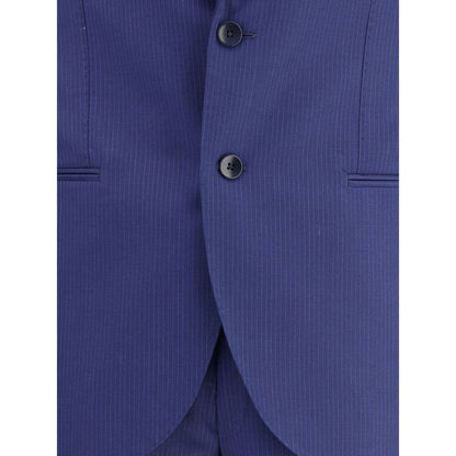 Gi Capri Blue Fleece Wool Suits And Blazer with single-breasted button and welt pockets detail