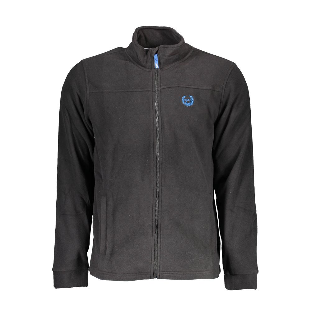 Gianmarco Venturi Black Polyester Sweatshirt with long sleeves, 2 pockets, front zip, and logo embroidery.