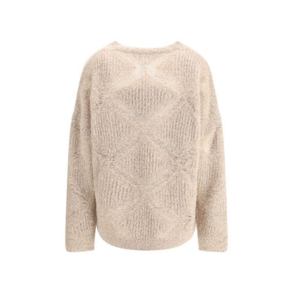 Giorgio Armani Cream Cashmere Cashmere Sweater showcasing elegant design and luxurious alpaca blend for AW25 season.