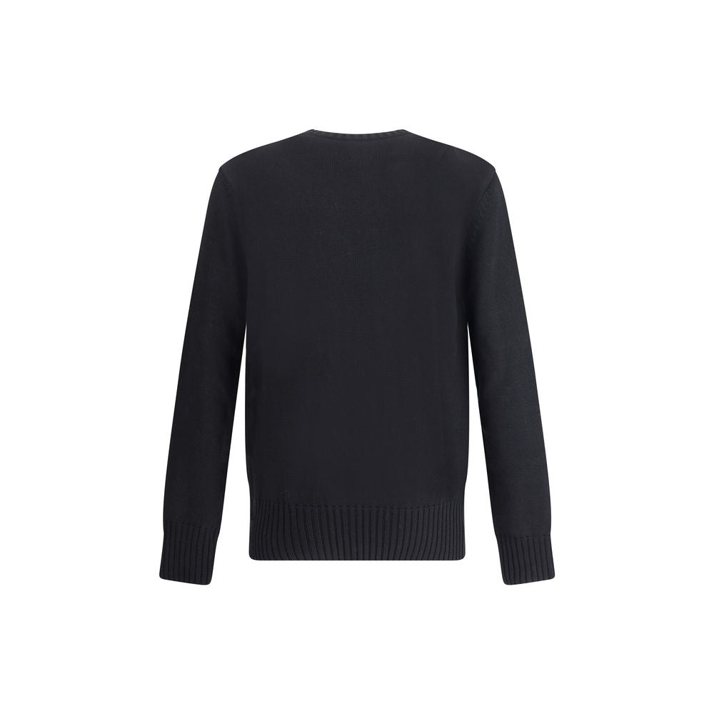 Back view of Givenchy Black Cotton Sweatshirt with ribbed hem and classic refined design.