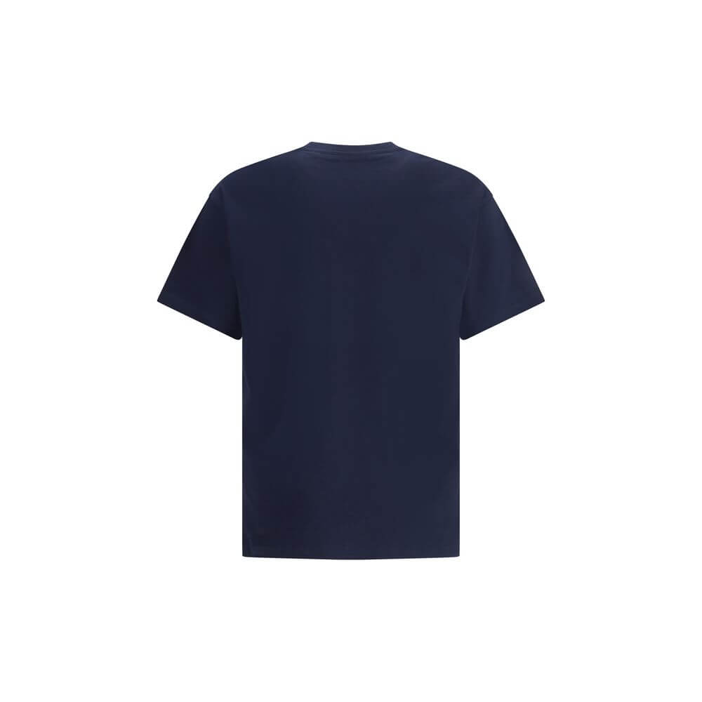 Back view of Givenchy Blue Cotton T-Shirt with ribbed crew neck and contrasting logo, ideal for autumn and winter 2025 fashion.
